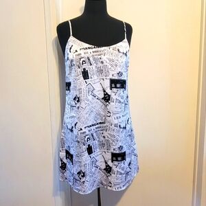 New Black & White Newspaper Print Cami Dress